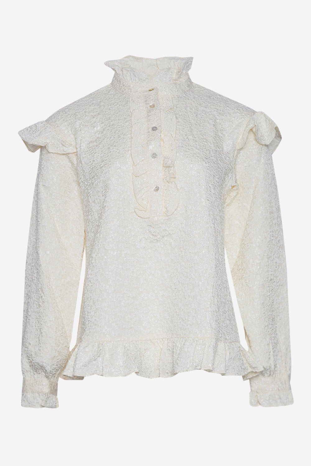 Noellas Reno Ruby Ruffle Blouse Cream. Køb Bluser hos www.noellafashion.dk